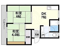 森田マンション 2DKの間取図画像