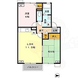 アルカディアA棟 2LDKの間取図画像