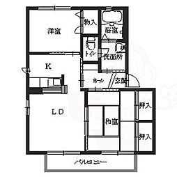 近鉄大阪線 榛原駅 徒歩6分の賃貸アパート 1階2LDKの間取り