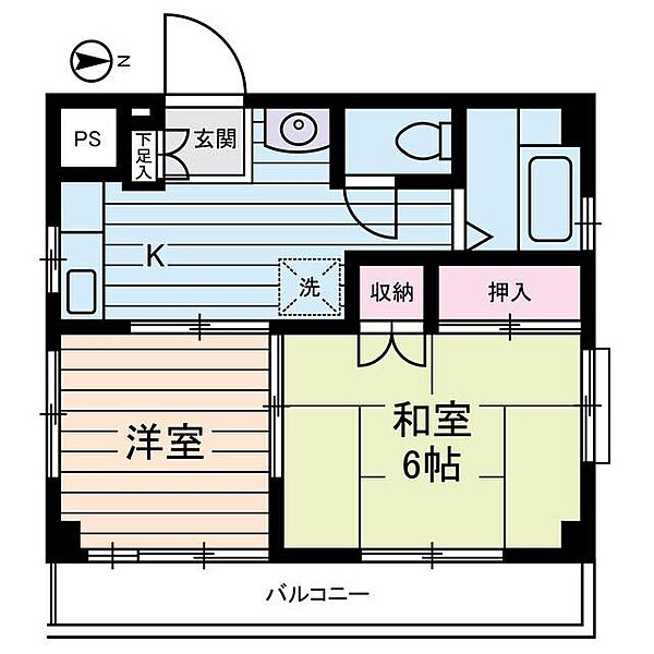 Ｚマンション 501｜東京都墨田区業平1丁目(賃貸マンション2K・5階・32.68㎡)の写真 その2