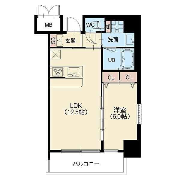 ラクラス本町東 501｜大阪府大阪市中央区釣鐘町2丁目(賃貸マンション1LDK・5階・44.38㎡)の写真 その2