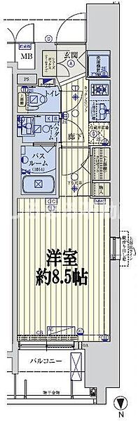 スワンズシティ心斎橋ルーノ 903｜大阪府大阪市中央区島之内1丁目(賃貸マンション1K・9階・25.02㎡)の写真 その2