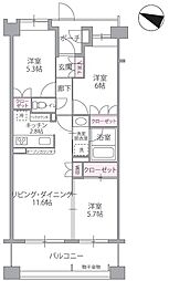 サンクレイドル薬園台壱番館 3LDKの間取図画像