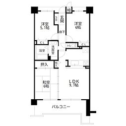 サングレイド加古川II 10階3LDKの間取り