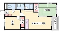 サンハイム 1階2LDKの間取り