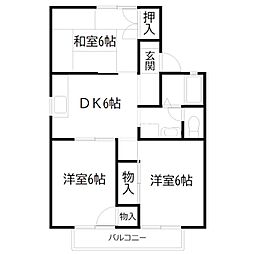 ローゼンハイムD棟 3DKの間取図画像