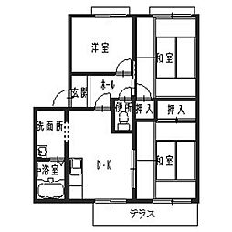 サンシティハイツB棟 3DKの間取図画像