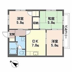 グリーンアベニュー古宮 2LDKの間取図画像