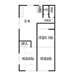 コーポカミカワ 3DKの間取図画像