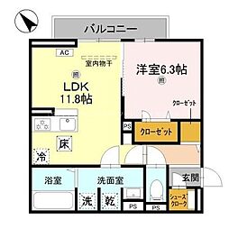 D-PLACE良野 1LDKの間取図画像