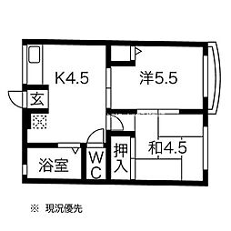 シティハイムエクセルパート2 2Kの間取図画像