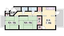 コーポ蝉ケ丘 2DKの間取図画像