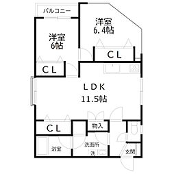 ベルトピア東加古川2 3DKの間取図画像