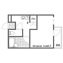 チャイナベルマンション 1Kの間取図画像