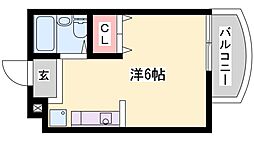 プレアール粟津3 ワンルームの間取図画像