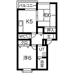 マノワール.1 2DKの間取図画像