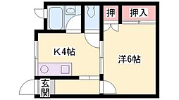 リバティ浜の宮 1Kの間取図画像