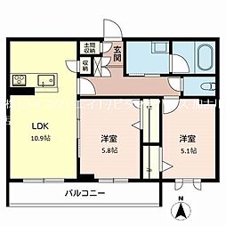 ウエストサイドコートA棟 1LDKの間取図画像