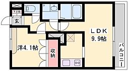 フィオーレ 1LDKの間取図画像