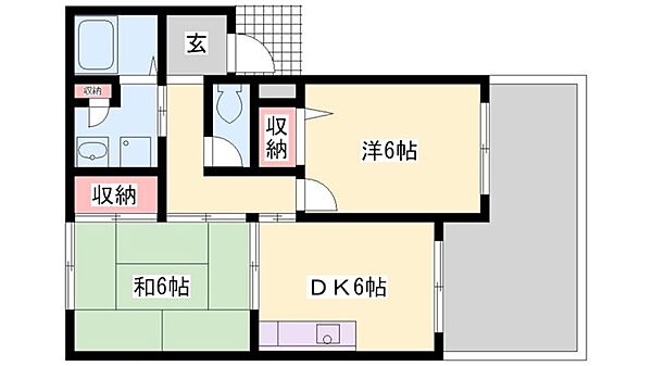 エーデルII ｜兵庫県高砂市米田町米田(賃貸アパート2DK・1階・46.58㎡)の写真 その2