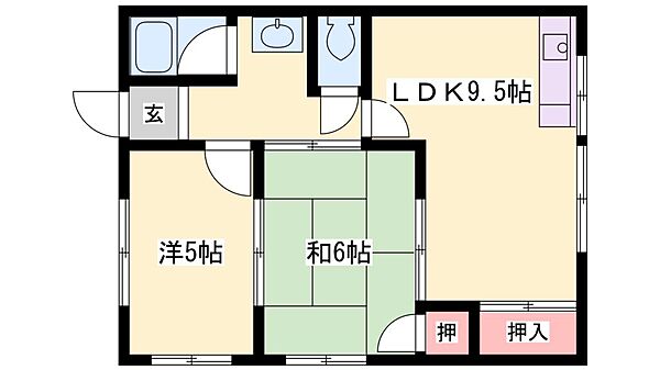 パールハイツ浜の宮 ｜兵庫県加古川市尾上町長田(賃貸アパート2LDK・2階・45.75㎡)の写真 その2