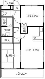 MTハイツA 1階2LDKの間取り