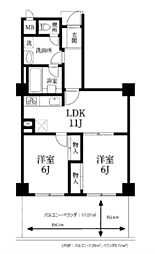 赤坂パインクレスト 2LDKの間取図画像