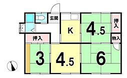 榎原　中古戸建　平屋4K 4Kの間取り