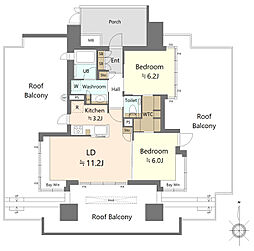 イニシア蒲田アイリスフォート 2LDKの間取図画像