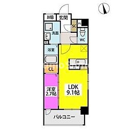 グラン　ソレイユ井尻駅前 3階1LDKの間取り