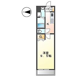 名古屋市営鶴舞線 鶴舞駅 徒歩4分の賃貸マンション 9階1Kの間取り