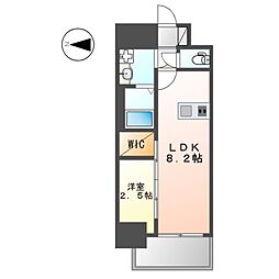 JR東海道本線 尾頭橋駅 徒歩10分の賃貸マンション 6階1LDKの間取り