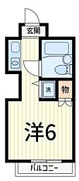 トップ金町 1Kの間取図画像