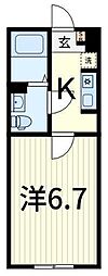ルミノソ柴又 1Kの間取図画像