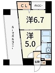 プレール・ドゥーク東京EAST 1DKの間取図画像