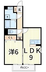 プランドール1 1LDKの間取図画像