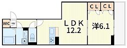 ルリアン北小岩2 1LDKの間取図画像