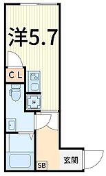 プルミエール柴又 1Kの間取図画像