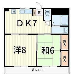 GYマンション 2DKの間取図画像