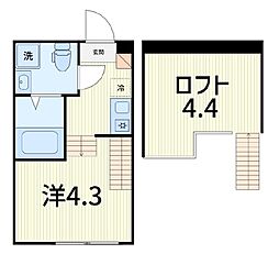クレスト小岩 ワンルームの間取図画像