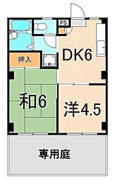 第2サイプレス・マンション 2DKの間取図画像