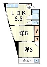 宝ビル 2DKの間取図画像
