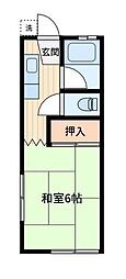 奈良コーポ 1Kの間取図画像