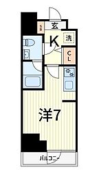 SQUARE CITY KANAMACHI 11階ワンルームの間取り