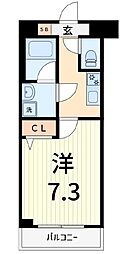クレヴィスタ柴又 2階1Kの間取り