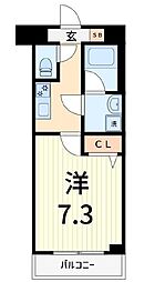 クレヴィスタ柴又 2階1Kの間取り