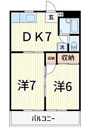 シャトル金町 2DKの間取図画像