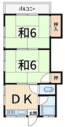 住吉コーポ 2DKの間取図画像