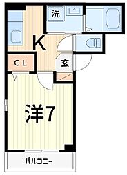 グラン・レジデンス 2階1Kの間取り