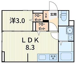 セレスティア柴又IV 1階1LDKの間取り